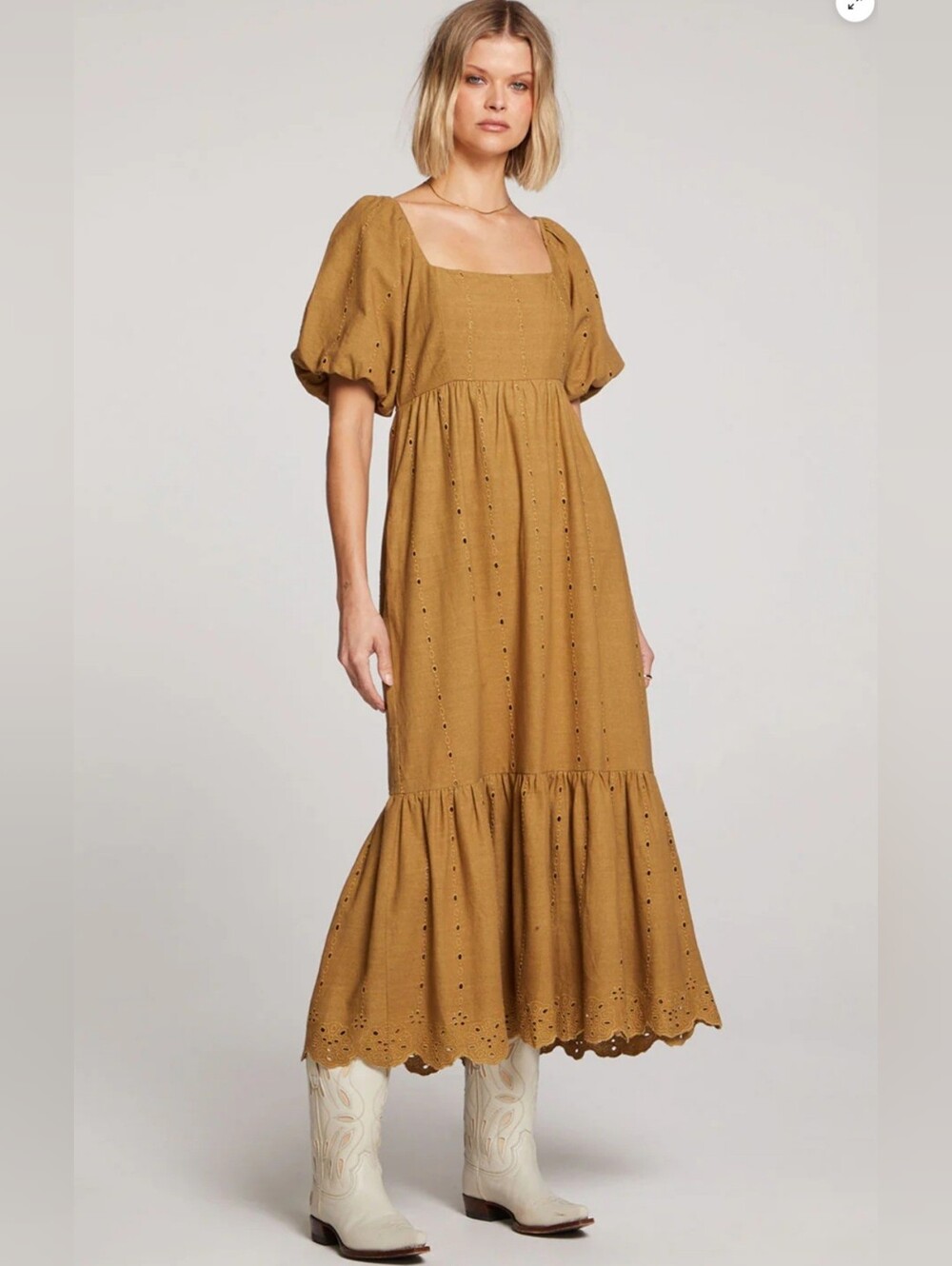 Anthropologie Saltwater Luxe Mela Eyelet Midi Dress